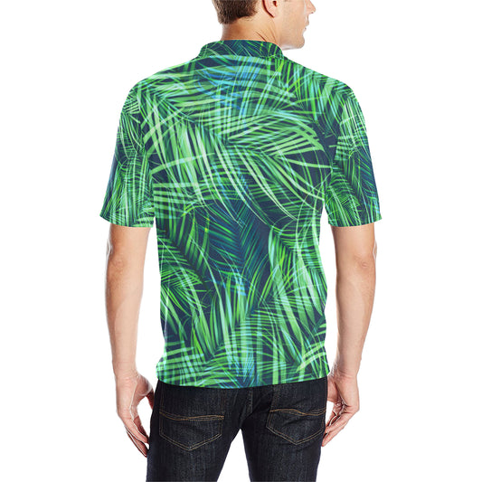 Palm Leaves Pattern Print Design PL02 Men Polo Shirt
