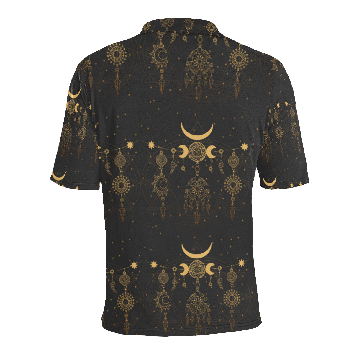 Sun Moon Boho Style Men Polo Shirt