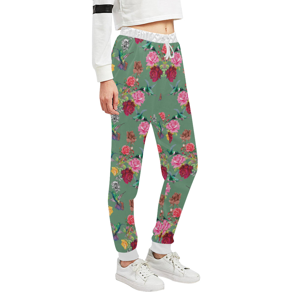 Hummingbird with Rose Themed Print Unisex Sweatpants