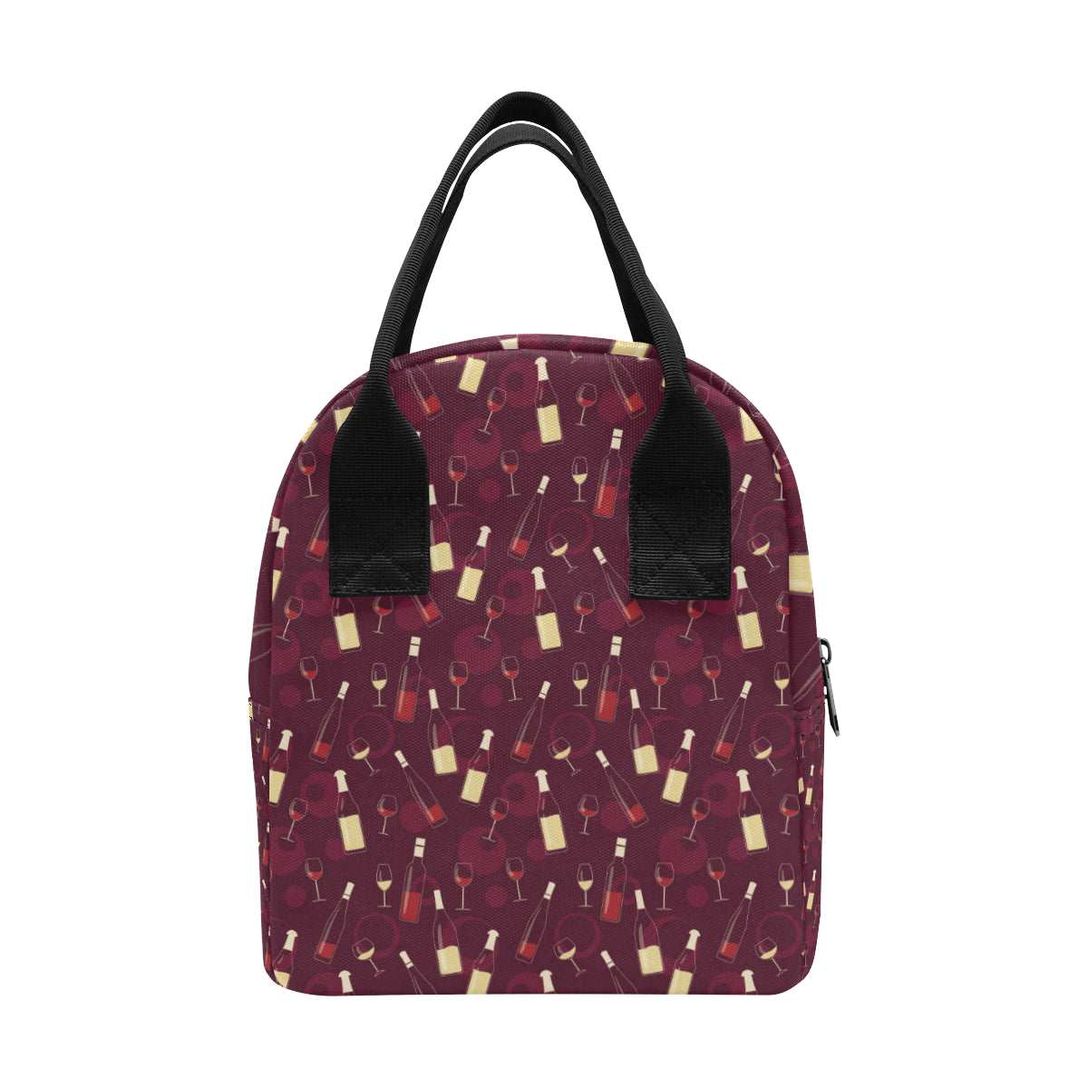 Wine Themed Pattern Print Insulated Lunch Bag