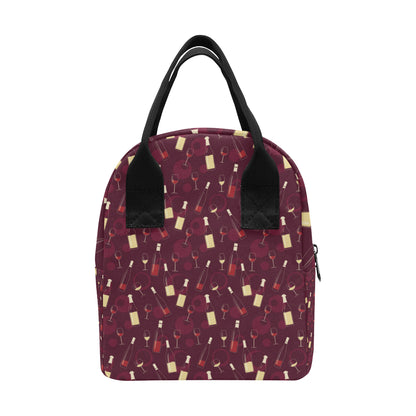 Wine Themed Pattern Print Insulated Lunch Bag