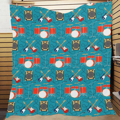 Drum Set Guitar Pattern Print Design 02 Premium Quilt
