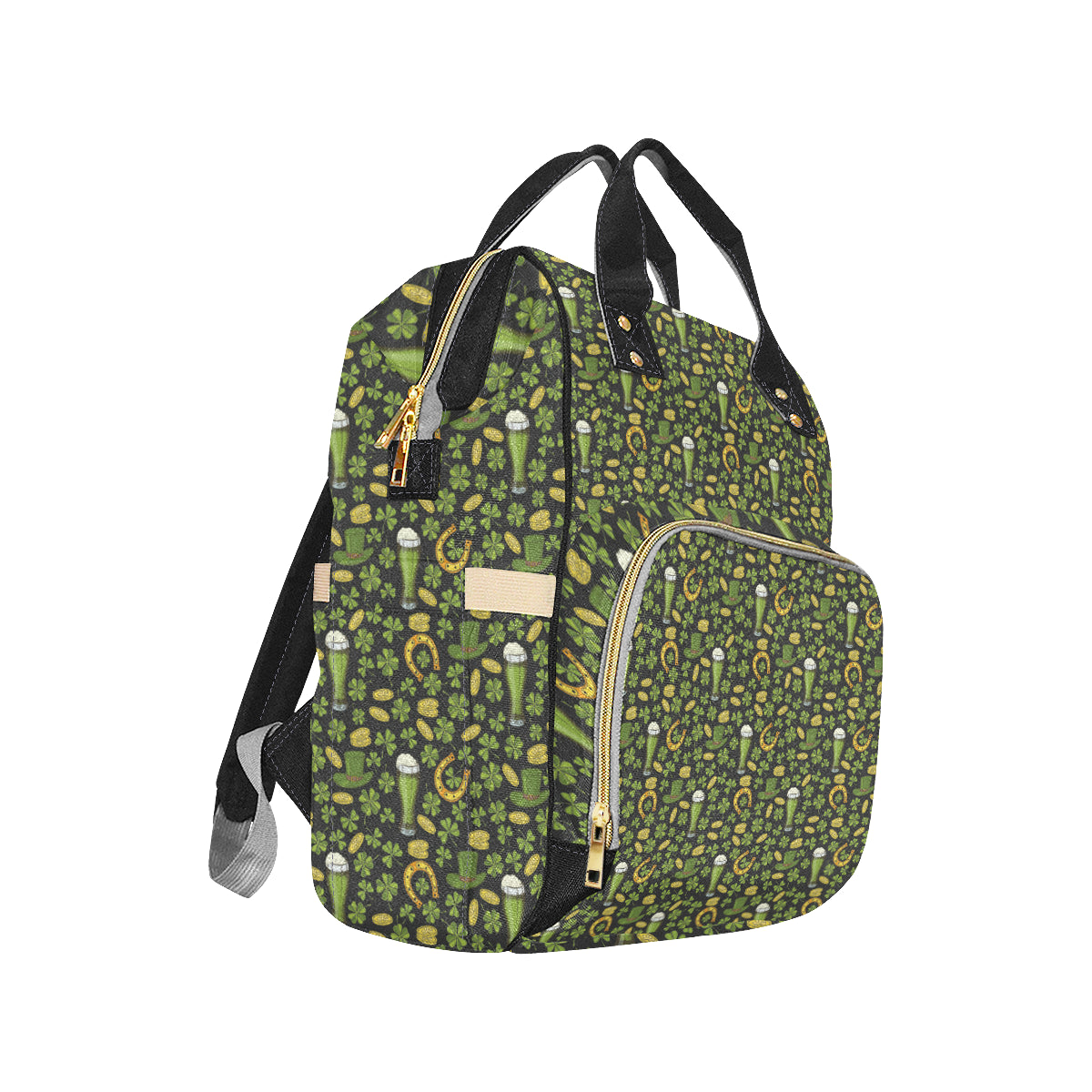 Clover St Patricks Pattern Print Design 03 Diaper Bag Backpack