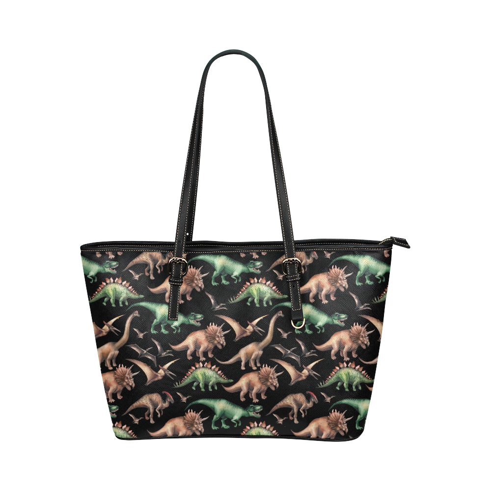 Dinosaur Print Pattern Leather Tote Bag