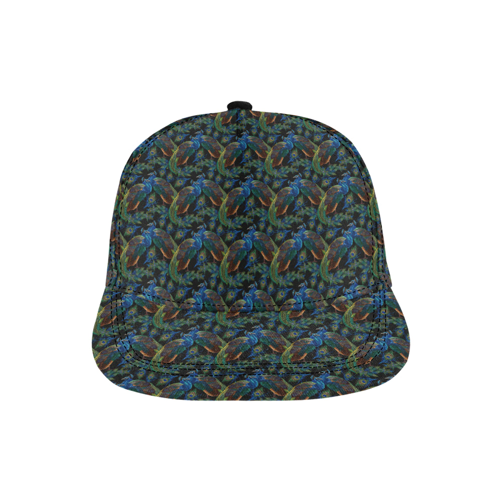 Peacock Themed Design Print Snapback Cap