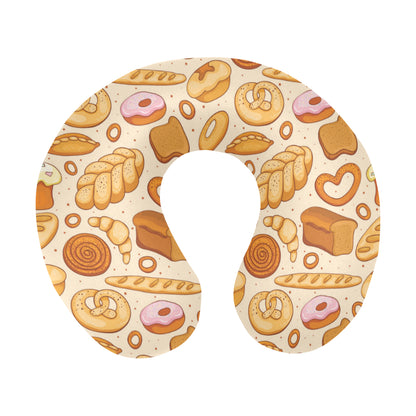 Bread Pattern Print Design 01 U-Shaped Travel Neck Pillow
