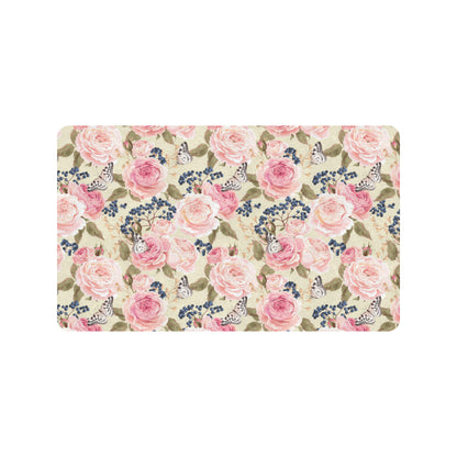 Floral Pink Butterfly Print Rubber Doormat