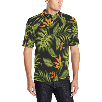 Bird Of Paradise Pattern Print Design BOP013 Men Polo Shirt