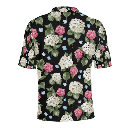 Hydrangea Pattern Print Design HD09 Men Polo Shirt