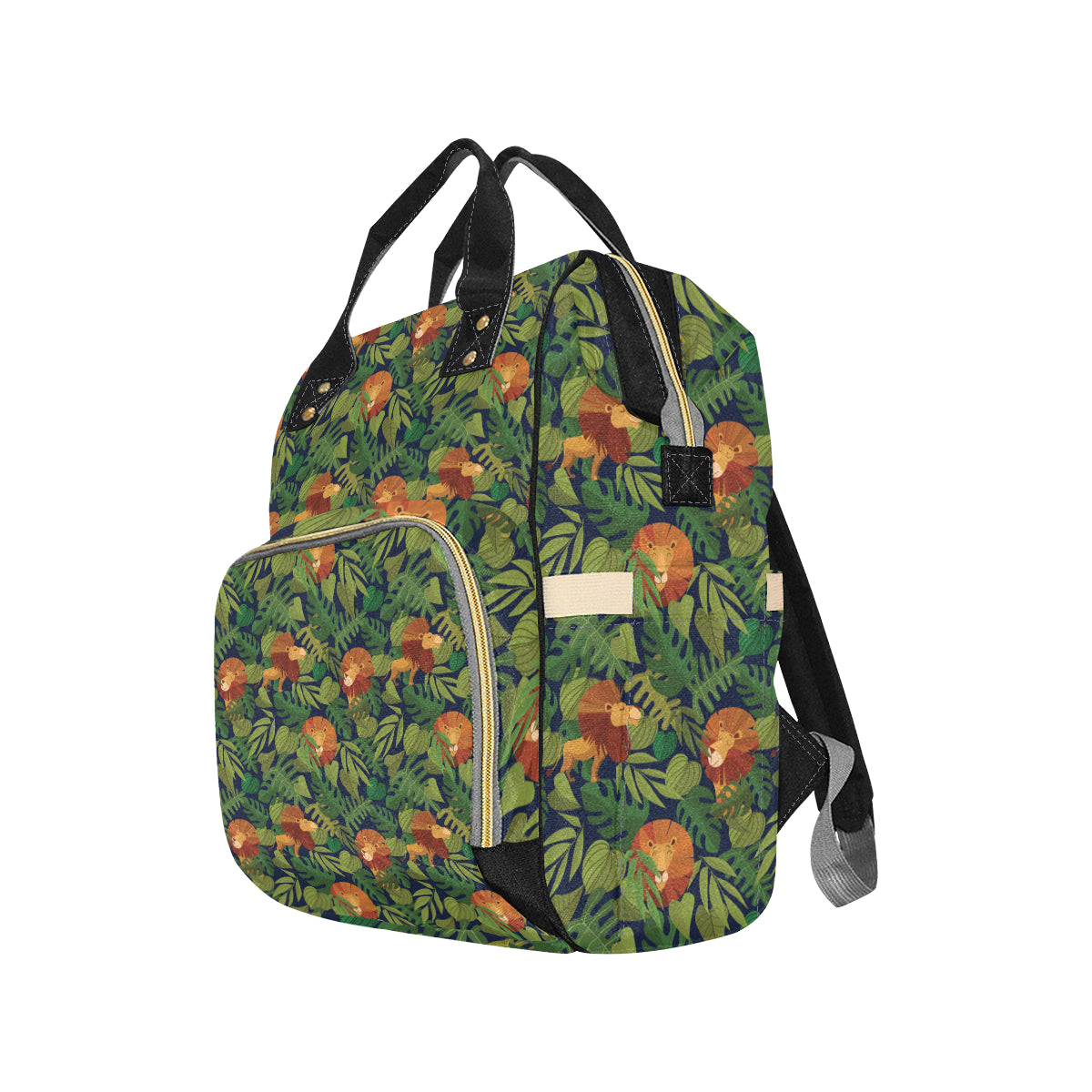 Lion Jungle Pattern Print Design 05 Diaper Bag Backpack