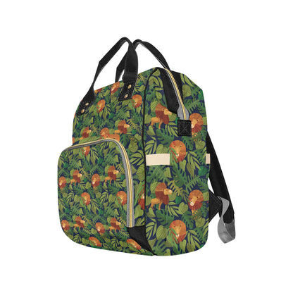 Lion Jungle Pattern Print Design 05 Diaper Bag Backpack