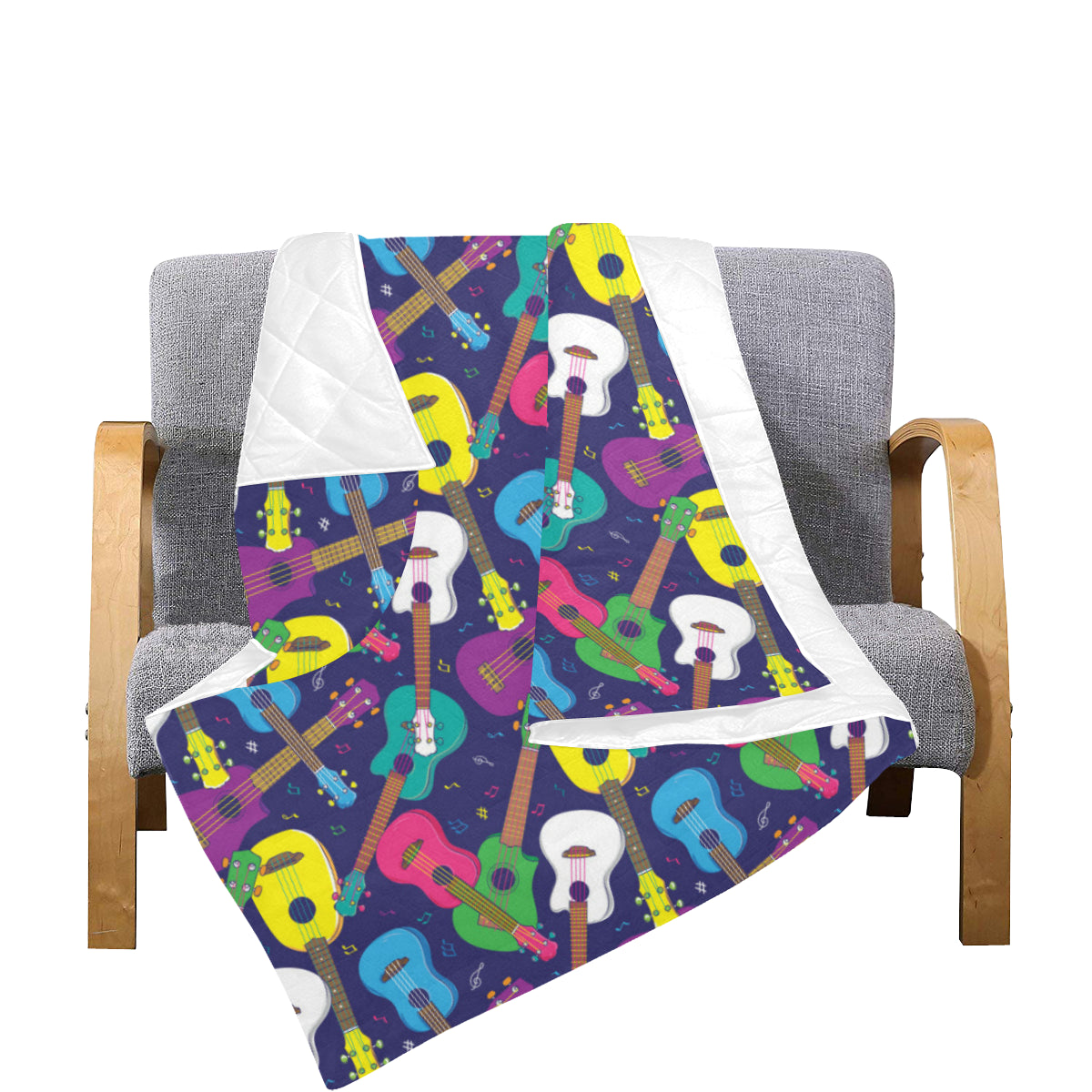Ukulele Pattern Print Design 02 Premium Quilt