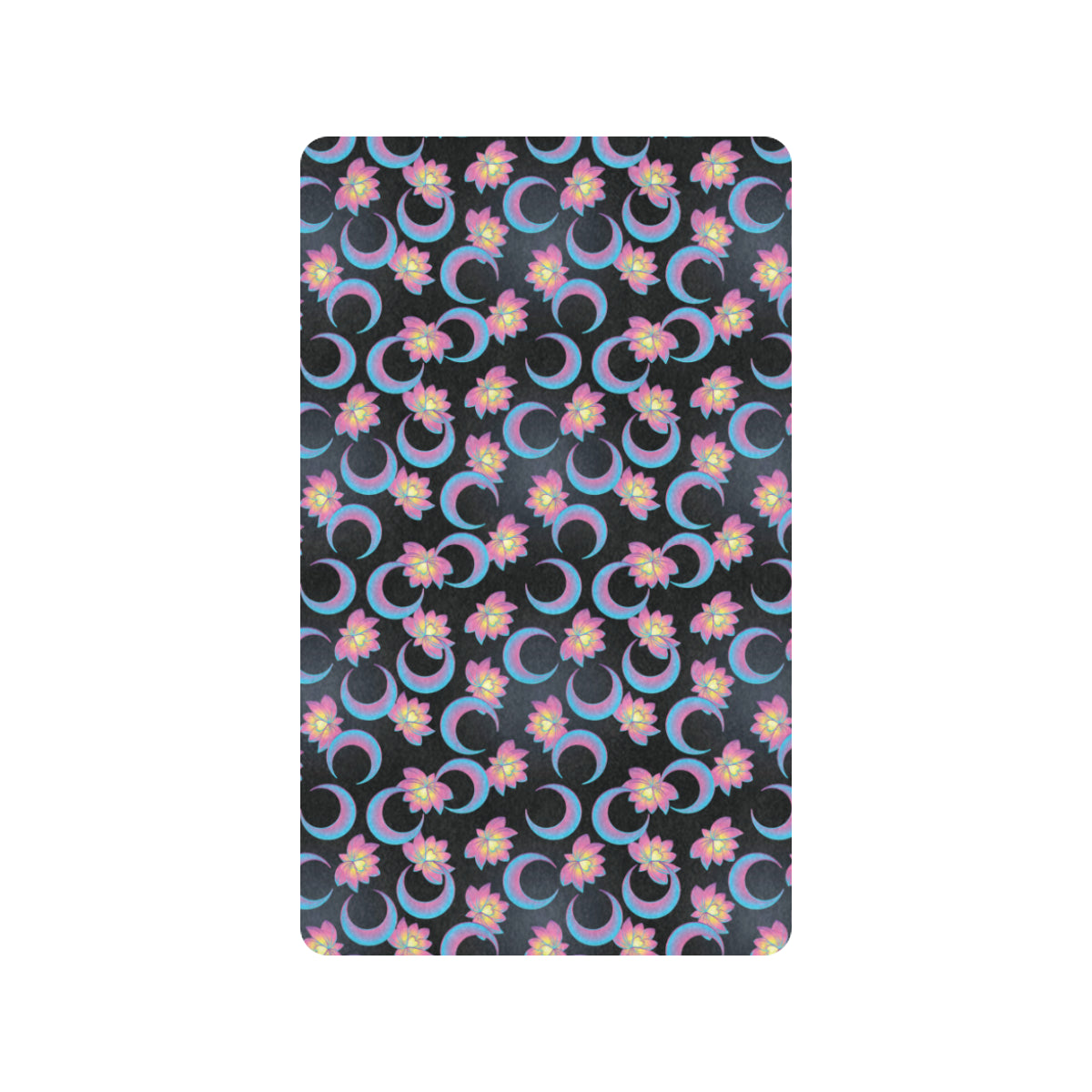 Lotus with Moon Pink Print Themed Rubber Doormat