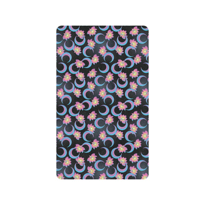 Lotus with Moon Pink Print Themed Rubber Doormat