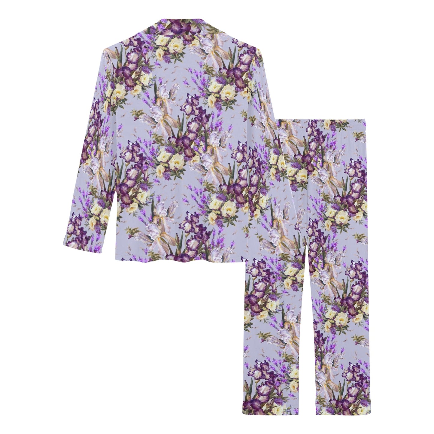 Iris Pattern Print Design IR07 Women's Long Pajama Set
