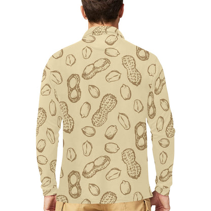 Peanut Pattern Print Design A02 Long Sleeve Polo Shirt For Men's