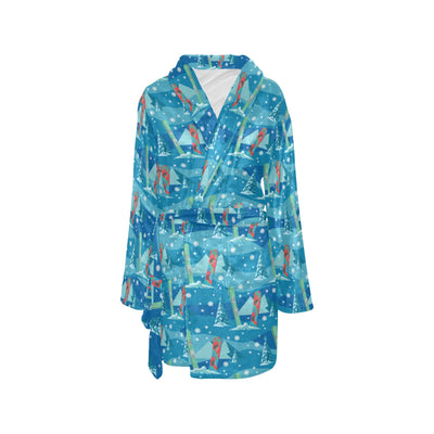 Snowboard Print Design LKS301 Women's Fleece Robe