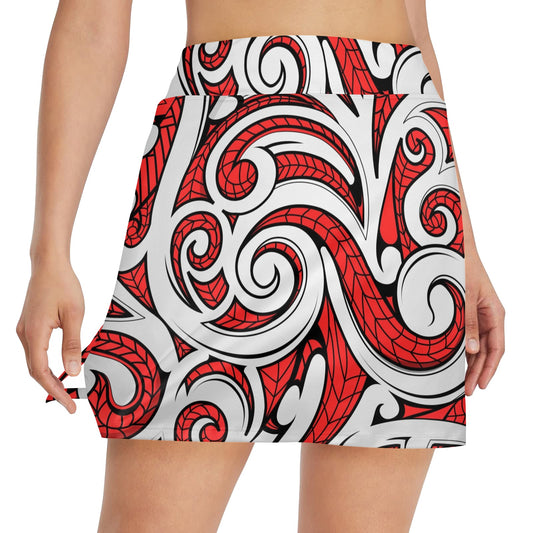 Maori Polynesian Themed Design Print 17" Golf & Pickleball Skort with Pockets