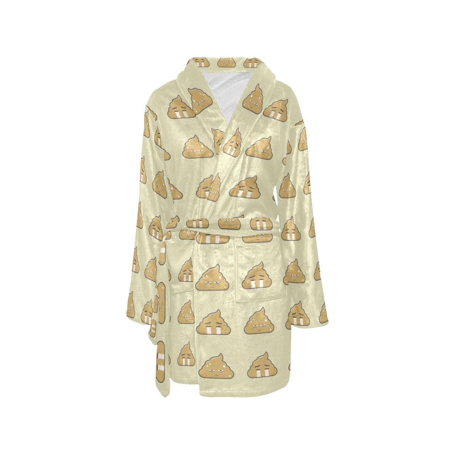Poop Emoji Pattern Print Design A04 Women's Fleece Robe
