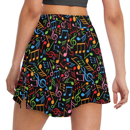 Music Note Colorful Themed Print 17" Golf & Pickleball Skort with Pockets