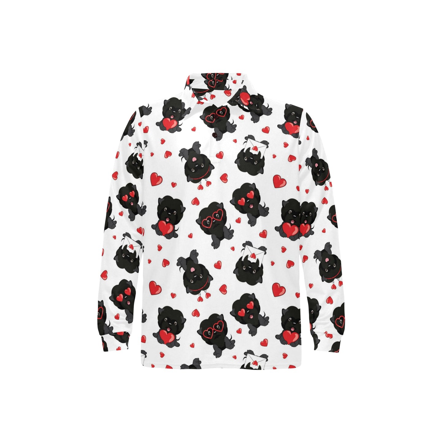 Affenpinscher Pattern Print Design 01 Long Sleeve Polo Shirt For Men's