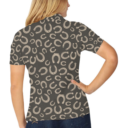 Horseshoe Print Design LKS303 Women's Polo Shirt