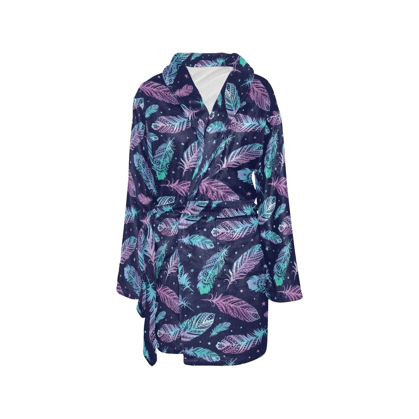 Feather Aztec Design Print Women's Fleece Robe