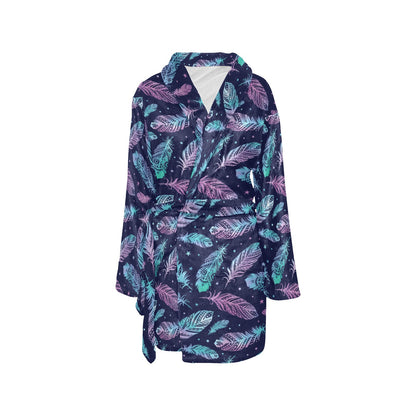 Feather Aztec Design Print Women's Fleece Robe