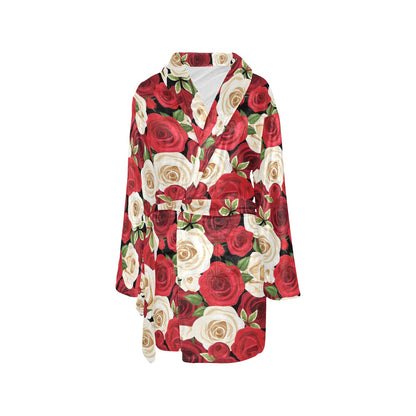 Rose Pattern Print Design RO06 Women's Fleece Robe