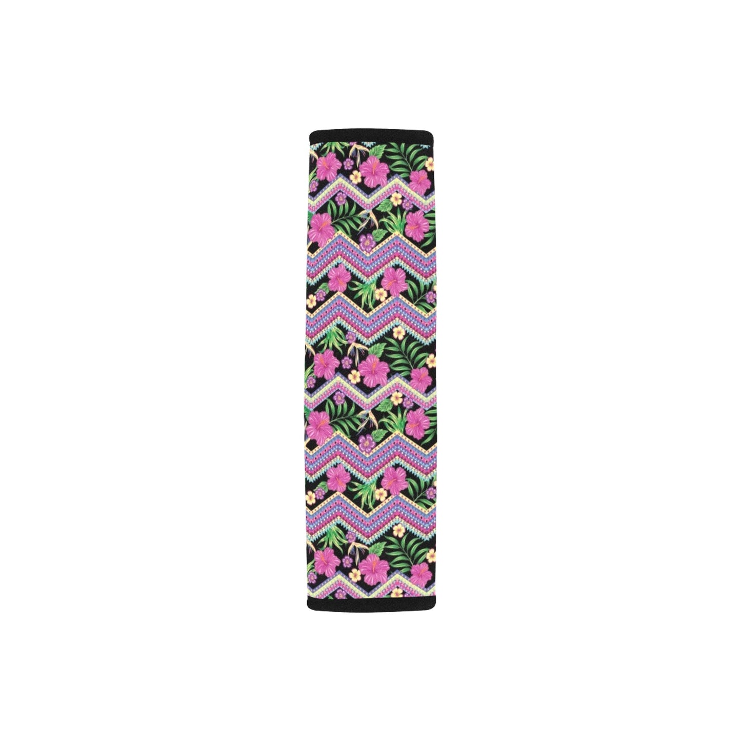 Hibiscus Pink Zigzag Line Pattern Design LKS307 Car Seat Belt Cover