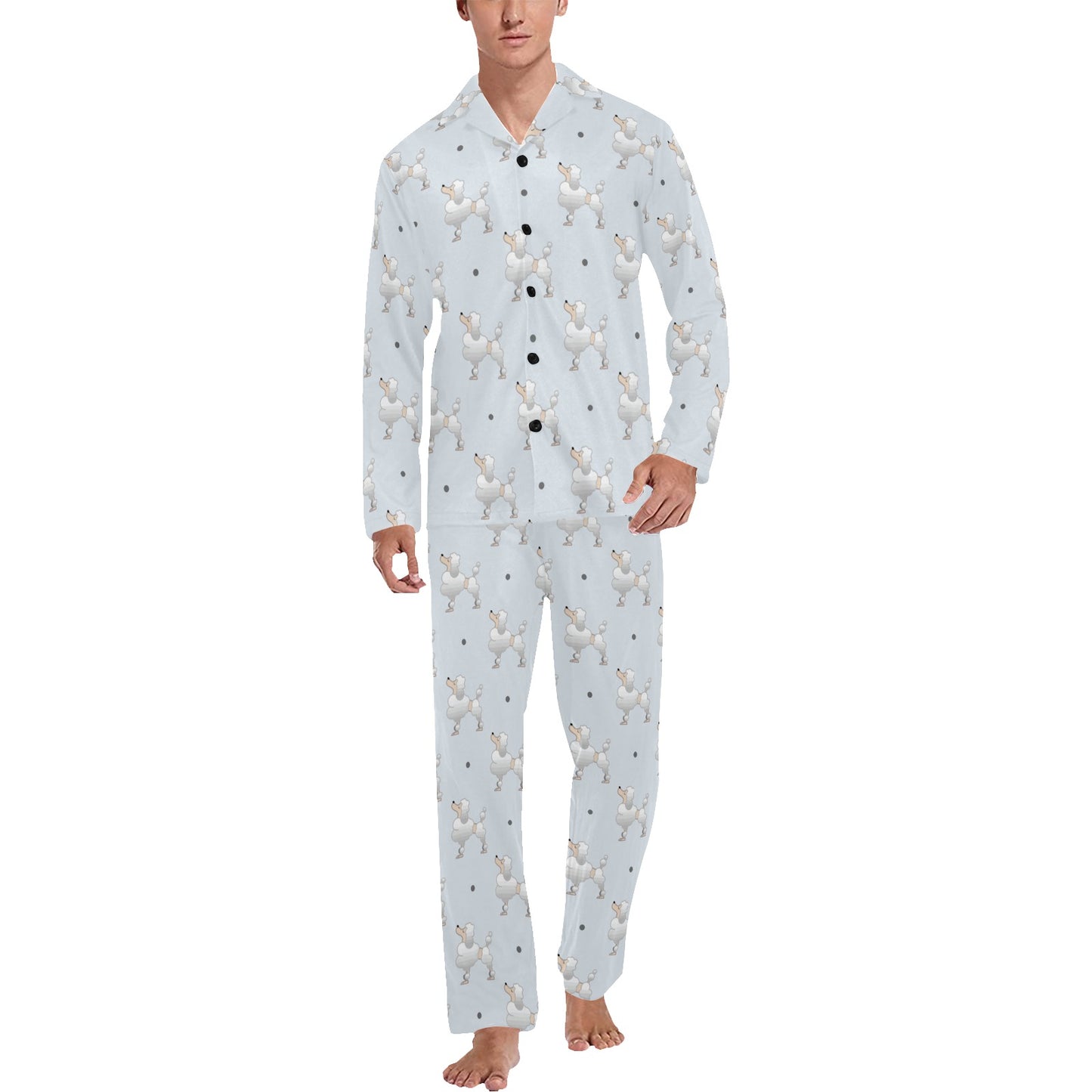 Poodle Pattern Print Design A05 Men's Long Pajama Set