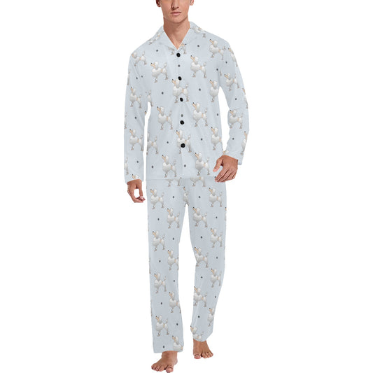 Poodle Pattern Print Design A05 Men's Long Pajama Set