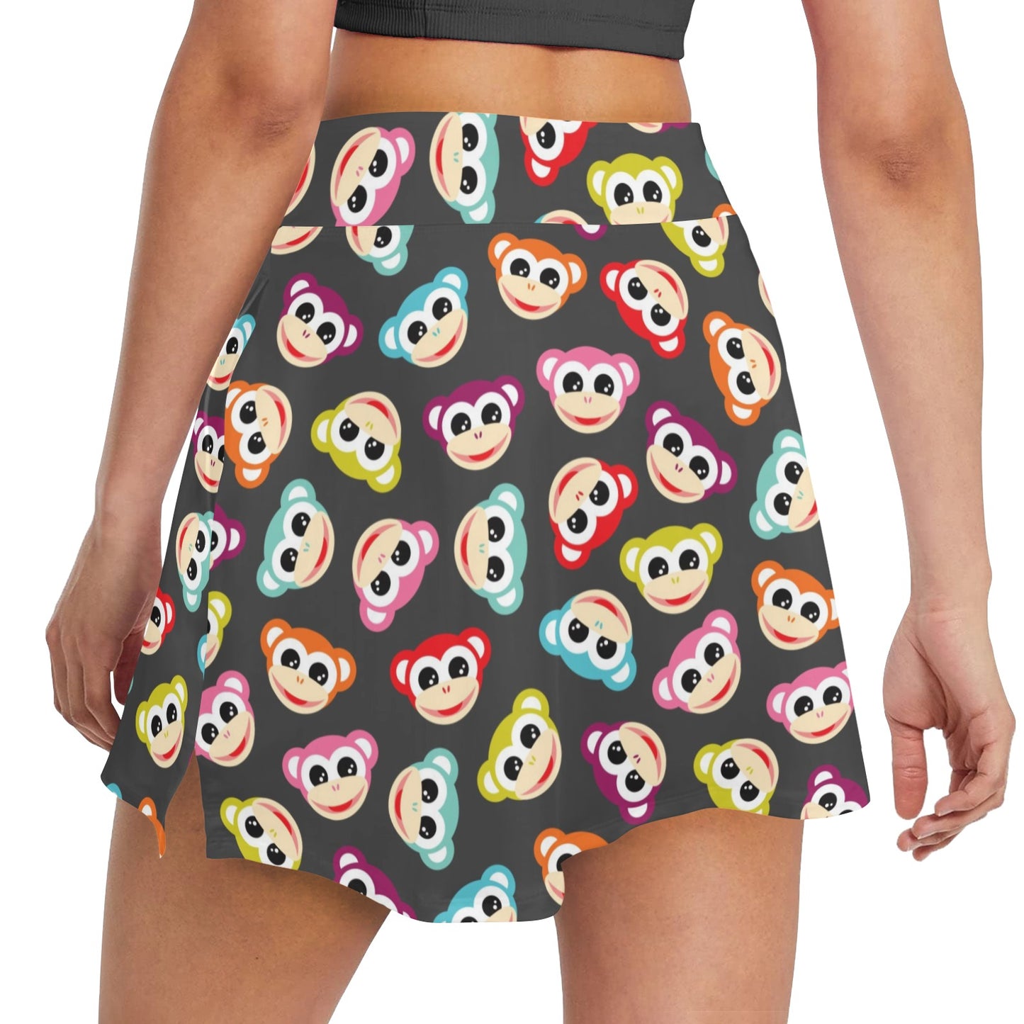Monkey Head Design Themed Print 17" Golf & Pickleball Skort with Pockets