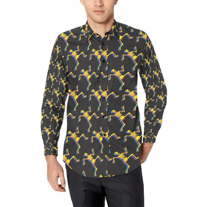 Skeleton Skeleton 3D Print Design LKS301 Men's Long Sleeve Dress Shirt