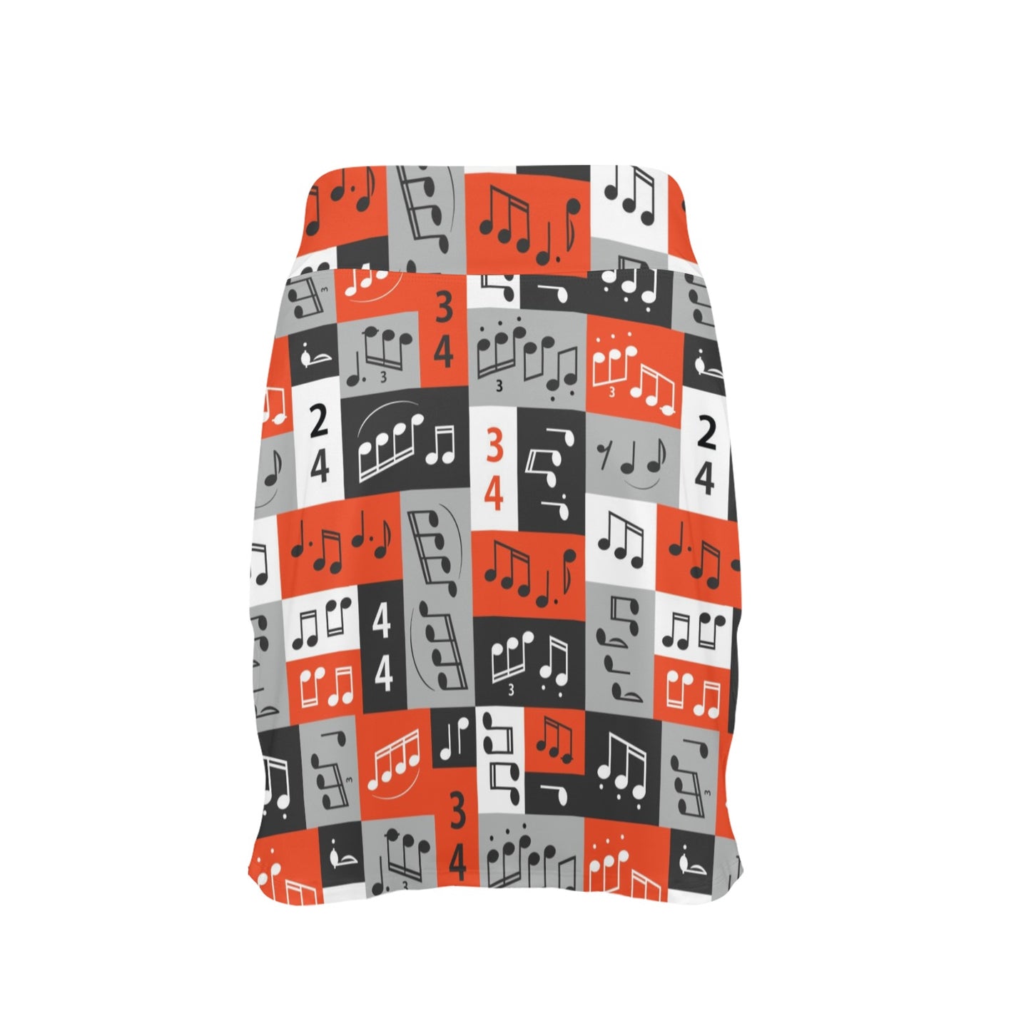 Music Note Design Themed Print 17" Golf & Pickleball Skort with Pockets