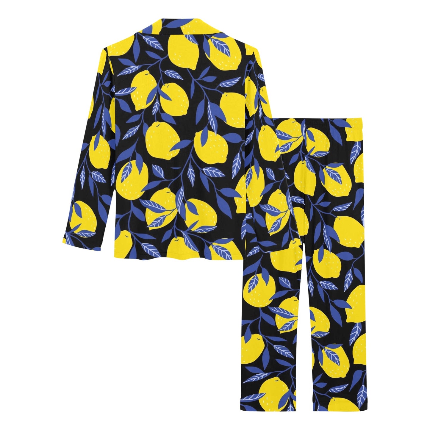 Lemon Pattern Print Design LM01 Women's Long Pajama Set