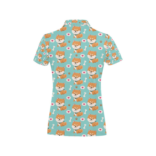 Shiba Inu Print Design LKS3013 Women's Polo Shirt