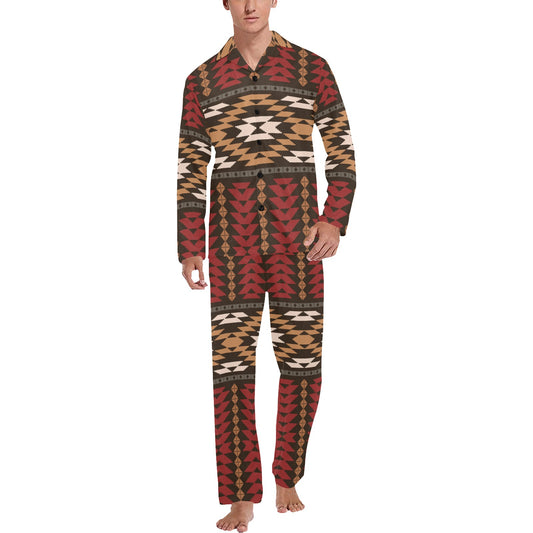 Native Pattern Print Design A02 Men's Long Pajama Set