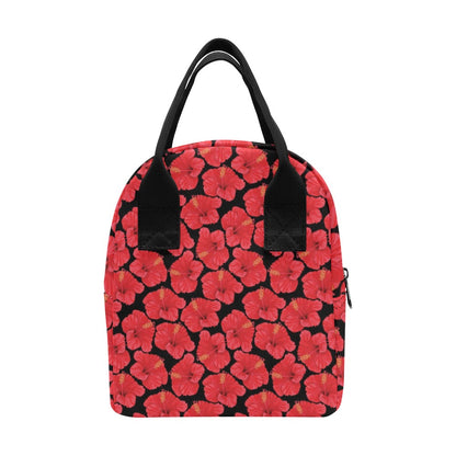 Hibiscus Red Pattern Print Design LKS306 Insulated Lunch Bag