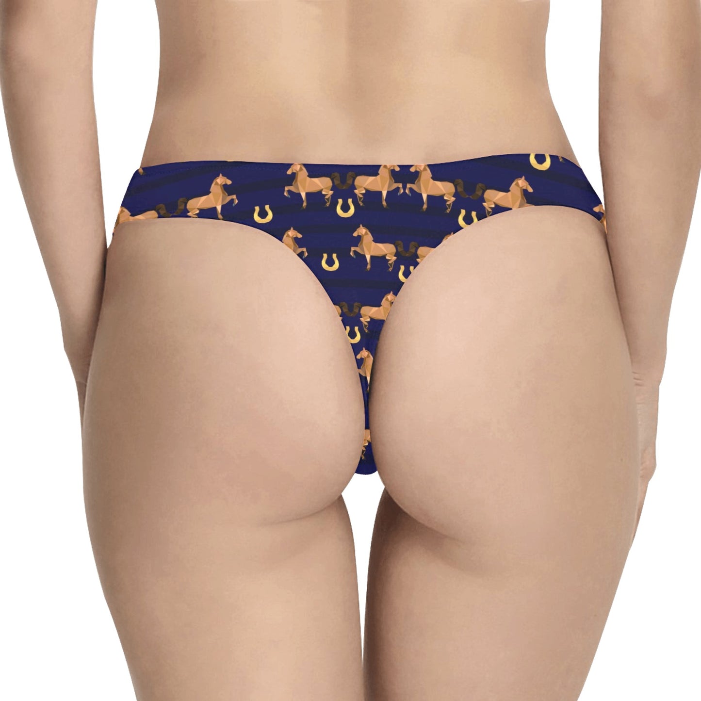 Horse Luxury Themed Pattern Print Women's Thongs