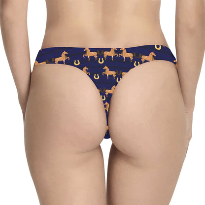 Horse Luxury Themed Pattern Print Women's Thongs