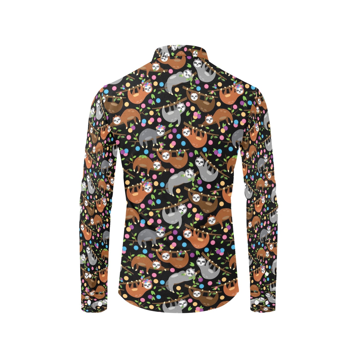 Sloth Print Design LKS306 Men's Long Sleeve Dress Shirt