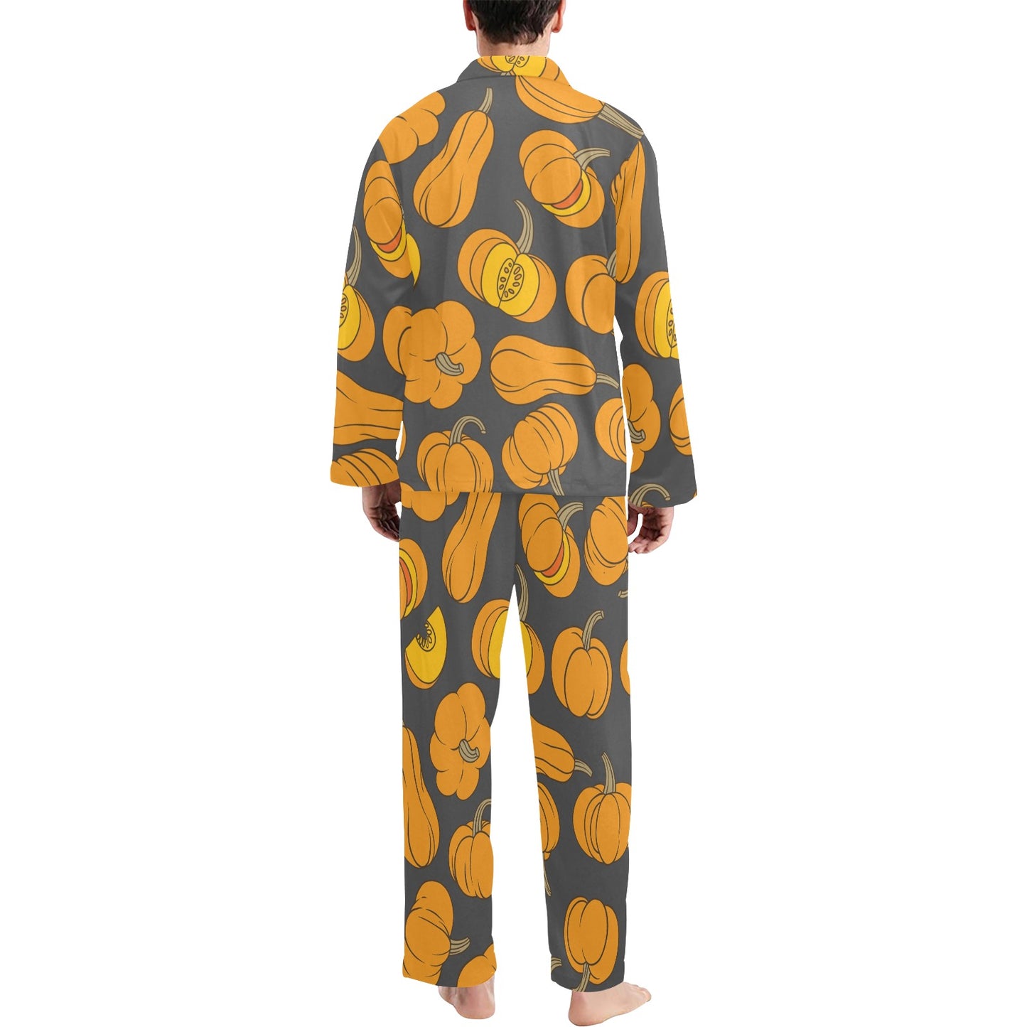Pumpkin Pattern Print Design A03 Men's Long Pajama Set