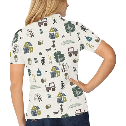 Agricultural Farm Print Design 01 Women's Polo Shirt
