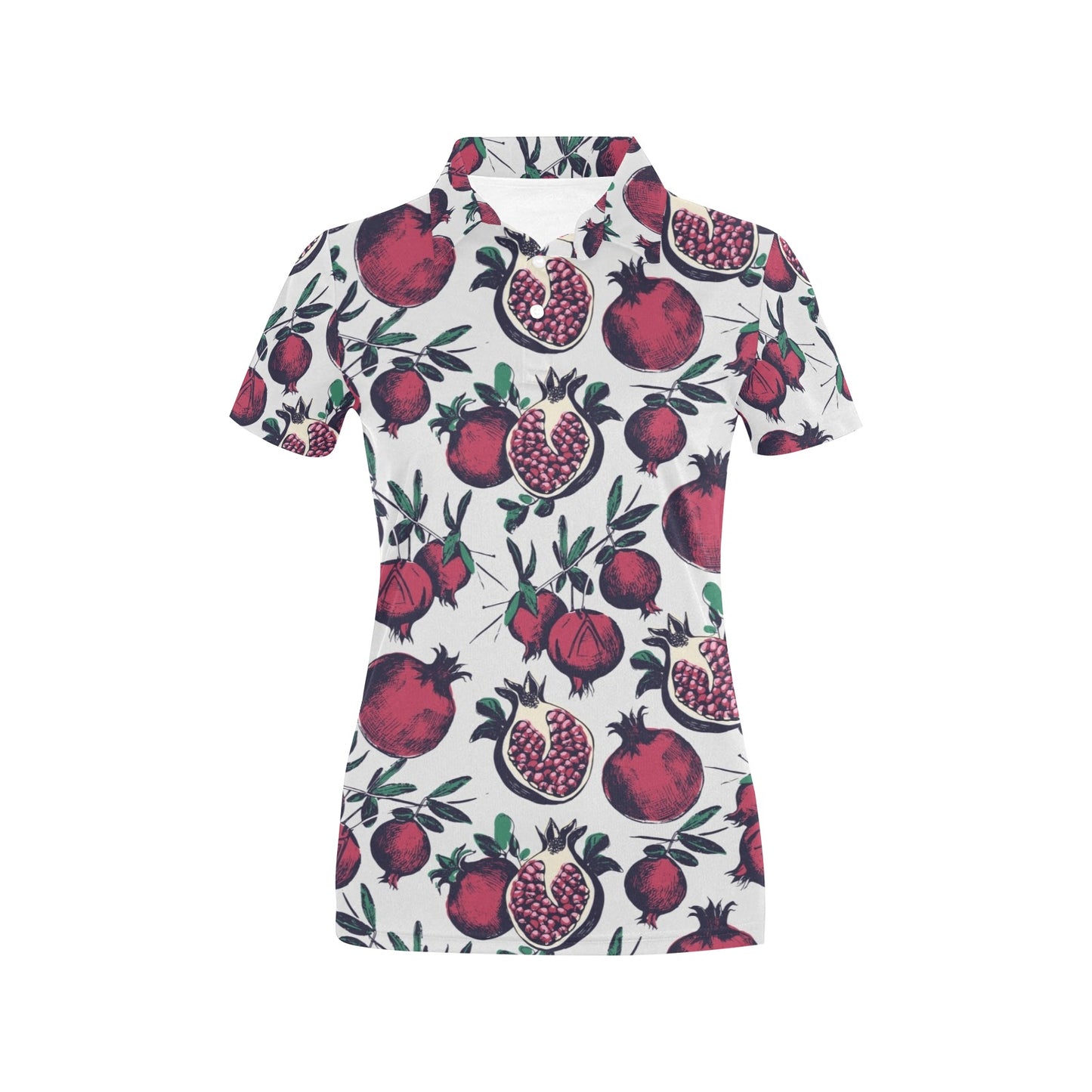 Pomegranate Pattern Print Design PG01 Women's Polo Shirt