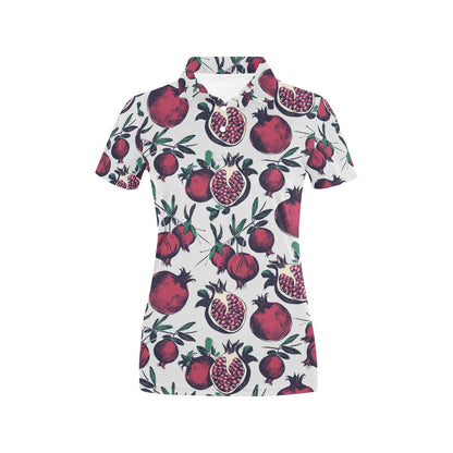 Pomegranate Pattern Print Design PG01 Women's Polo Shirt