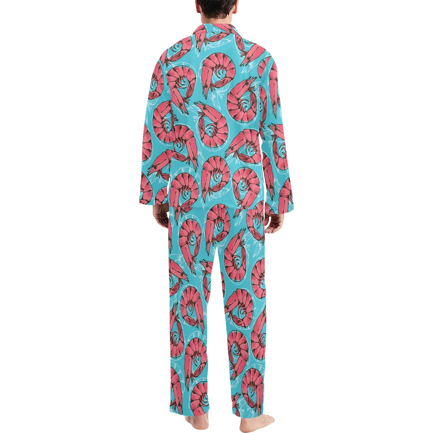 Prawn Pattern Print Design 01 Men's Long Pajama Set