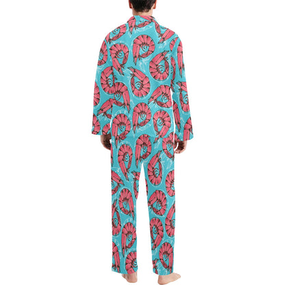Prawn Pattern Print Design 01 Men's Long Pajama Set