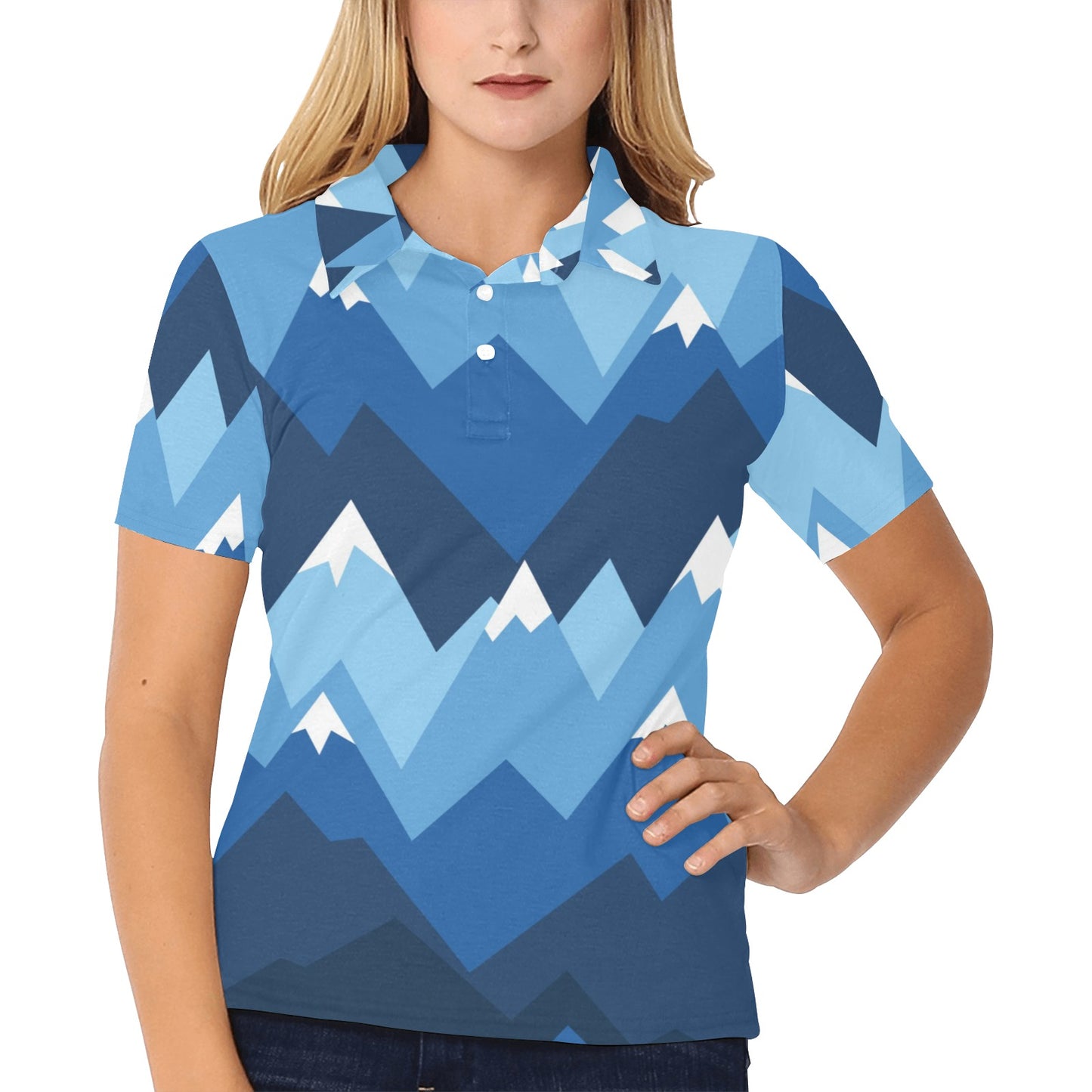 Mountain Pattern Print Design 04 Women's Polo Shirt