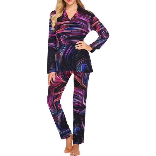 Liquid Pattern Print Design 01 Women's Long Pajama Set